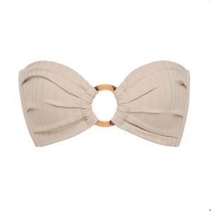 Montce Beige Wide Rib Tori Bandeau Bikini Top